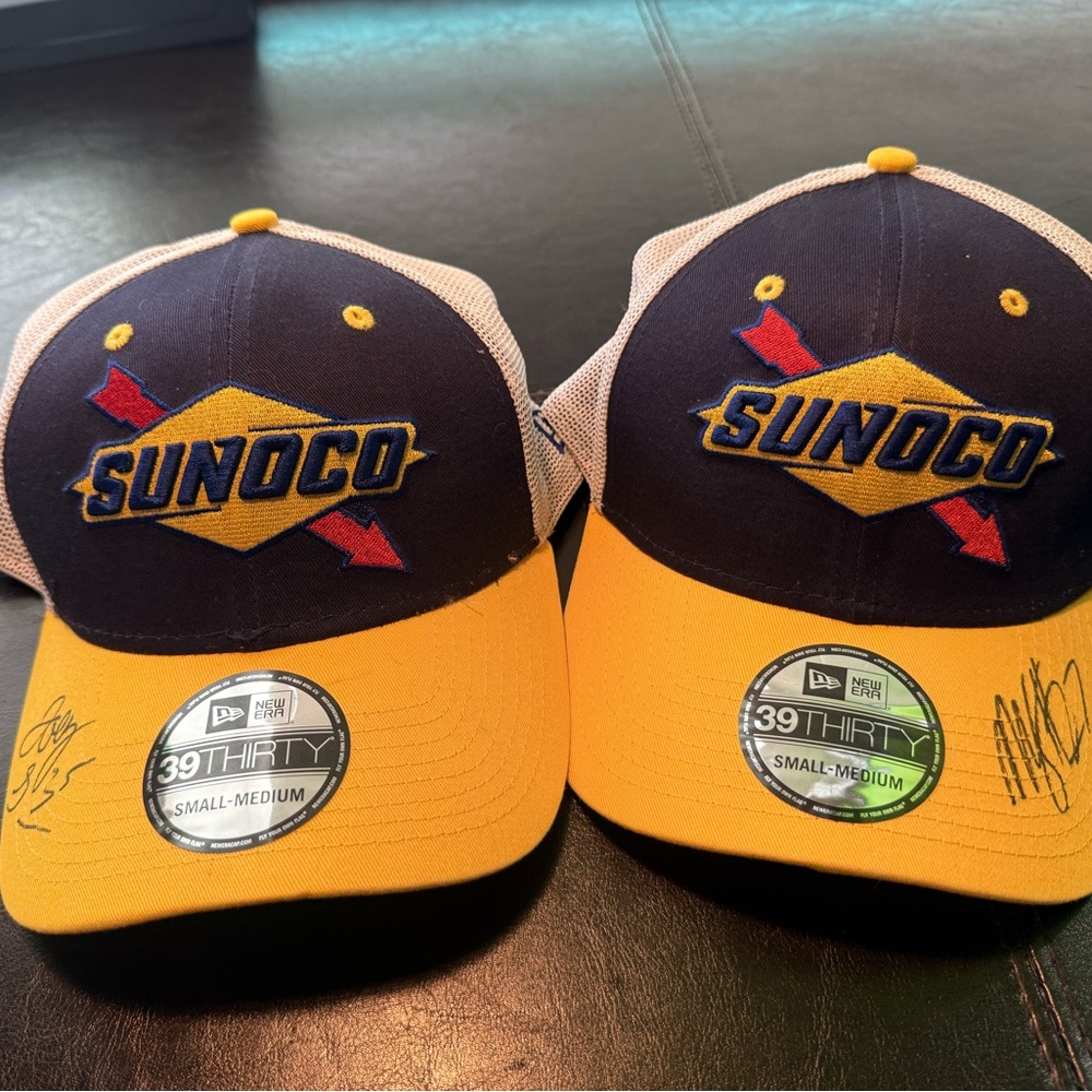 NASCAR Signed New Era 39thirty Fitted Sunoco Fuel Hat Cap Size Small/medium